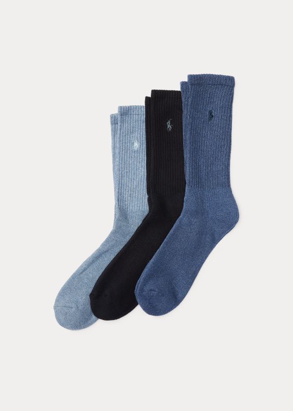 Calcetines Polo Ralph Lauren Hombre Azules - Crew 3-Pack - KOJWM8729